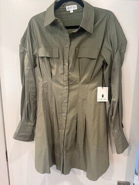 Whiteroom + Cactus - Olive Utility Shirt Dress